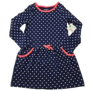 Healthtex Navy Blue White Polka Dot Dress 5T Long Sleeve